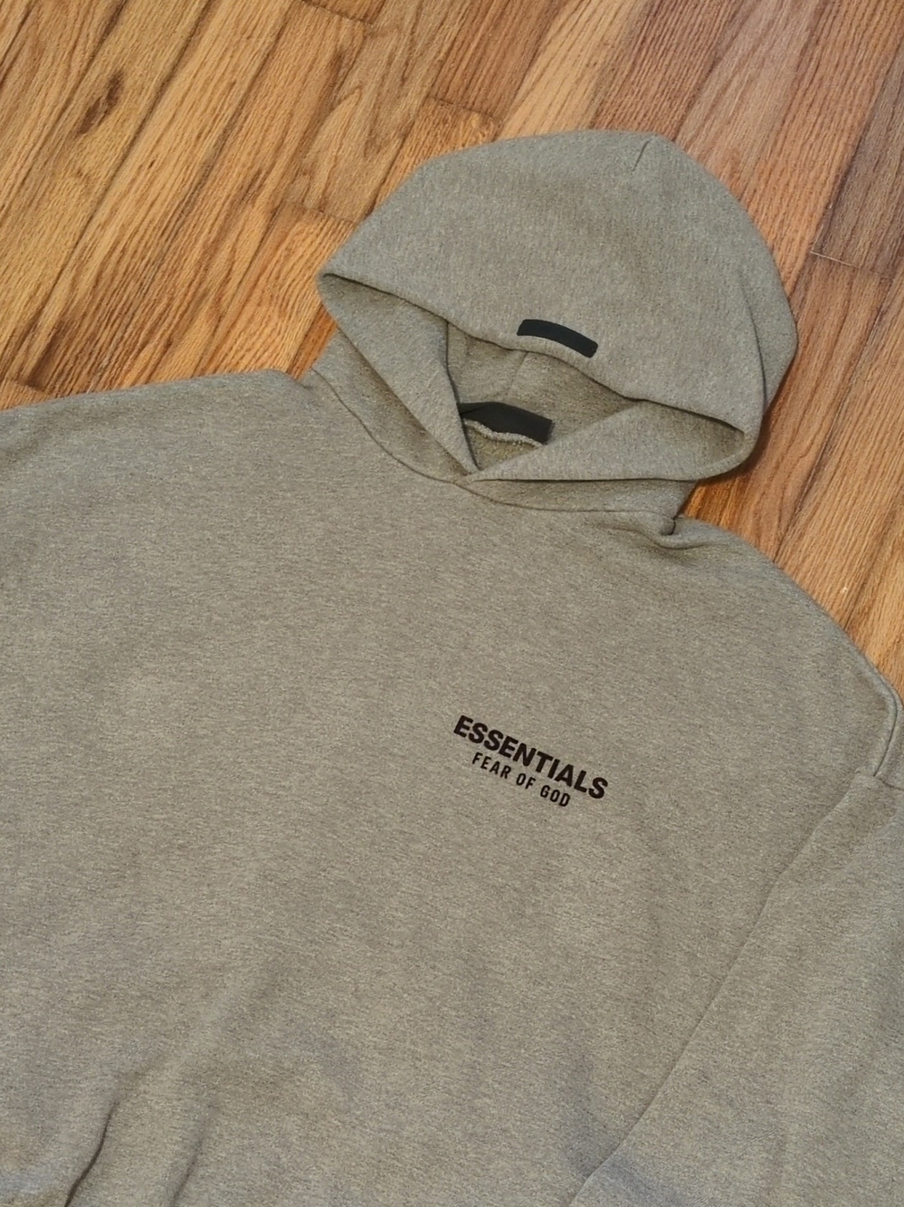 Essentials Fear of God Dark Oatmeal Oversized Boxy Logo Hoodie Long Sleeve L